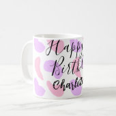 Mug Rose violet abstrait formes heureux 1er anniversai (Devant gauche)