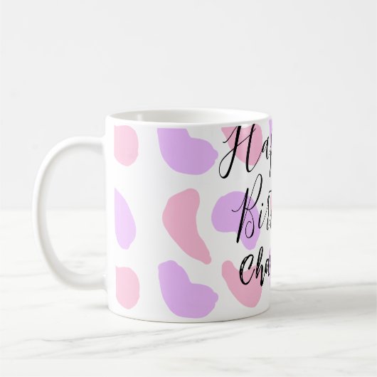 Mug Rose violet abstrait formes heureux 1er anniversai (Gauche)