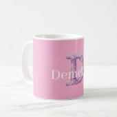 Mug Rose Violet Confortable D Nom Imprimé  (Devant gauche)