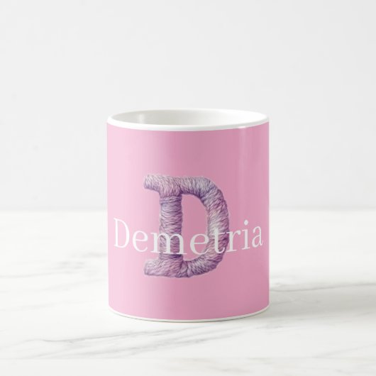 Mug Rose Violet Confortable D Nom Imprimé  (Centre)
