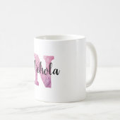 Mug Rose Violet Confortable Lettre N Nom (Devant droit)