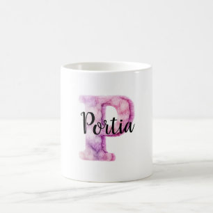 Mug Rose Violet Douillet Lettre P Nom 