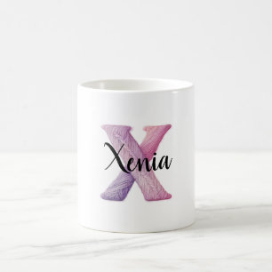 Mug Rose Violet Douillet Lettre X Nom