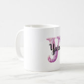 Mug Rose Violet Douillet Lettre Y Nom  (Devant gauche)
