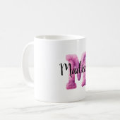 Mug Rose Violet Douillette Lettre M Nom (Devant gauche)