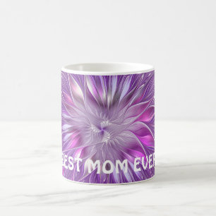 Mug Rose violet Fleur Abstrait Fractal Art Best Maman
