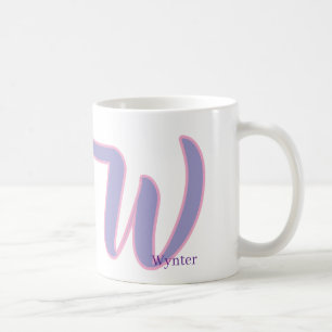Mug Rose & Violet Moderne Monogramme Nom Personnalisé