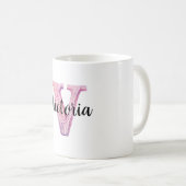 Mug Rose Violet Nom Lettre Cozy V  (Devant droit)