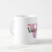 Mug Rose Violet Nom Lettre Cozy V  (Devant gauche)