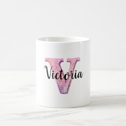 Mug Rose Violet Nom Lettre Cozy V  (Centre)