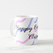 Mug Rose violet rayures heureux anniversaire ajouter n (Devant gauche)