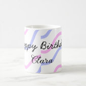 Mug Rose violet rayures heureux anniversaire ajouter n (Centre)