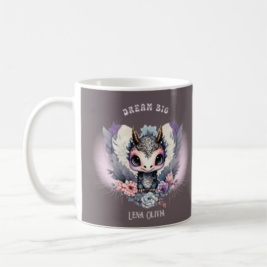 Mug Rose Whimsical "Dream Big" Petit Dragon (Gauche)