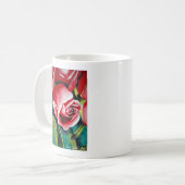 Mug Rosebud rose aquarelle peinture art fleur (Devant gauche)