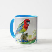 Mug Rosella Parrot Aquarelle Peinture Boys Nom Art (Devant gauche)