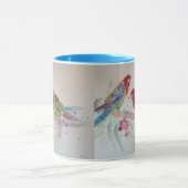 Mug Rosella Parrot coloré Aquarelle bleu moisissure (Centre)