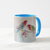 Mug Rosella Parrot coloré Aquarelle bleu moisissure (Devant droit)