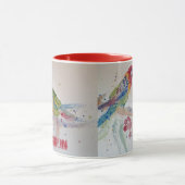 Mug Rosella rouge perroquet Aquarelle Nom de la peintu (Centre)