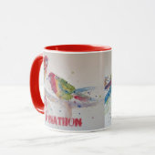 Mug Rosella rouge perroquet Aquarelle Nom de la peintu (Devant gauche)