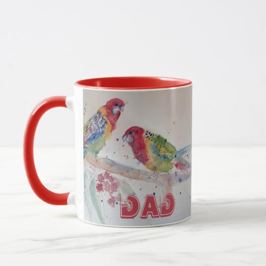 Mug Rosella rouge perroquet Aquarelle Nom de la peintu (Gauche)