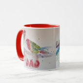Mug Rosella rouge perroquet Aquarelle Nom de la peintu (Devant gauche)