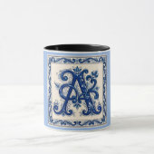 Mug Rosemaling Monogram Prussian Blue (Centre)