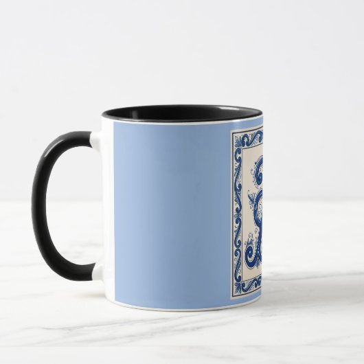 Mug Rosemaling Monogram Prussian Blue (Gauche)