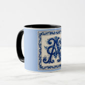 Mug Rosemaling Monogramme Bleu de Prusse (Devant gauche)