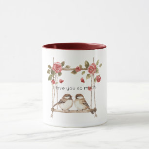 Mug Roses Aiment les Oiseaux sur Balançoire