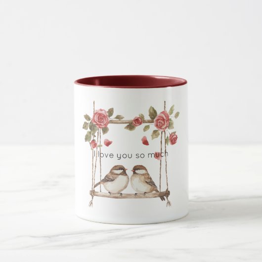 Mug Roses Aiment les Oiseaux sur Balançoire (Centre)