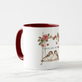Mug Roses Aiment les Oiseaux sur Balançoire (Devant gauche)