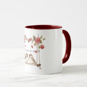 Mug Roses Aiment les Oiseaux sur Balançoire (Devant droit)