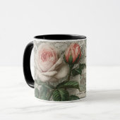 Mug roses anciennes et carte postale (Devant gauche)