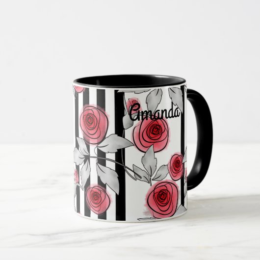 Mug Roses aquarelle (Devant droit)