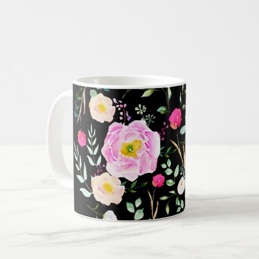 Mug Roses aquarelle (Devant gauche)