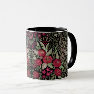 Mug Roses aquarelle sur fond noir, aquarelle