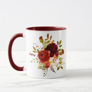 Mug Roses aquarellées bordeaux et rouges