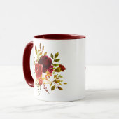 Mug Roses aquarellées bordeaux et rouges (Devant gauche)
