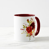 Mug Roses aquarellées bordeaux et rouges (Devant droit)