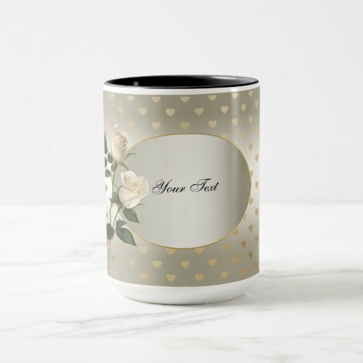 Mug Roses Blanches Cœurs D'Or (Centre)