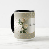 Mug Roses Blanches Cœurs D'Or (Devant gauche)