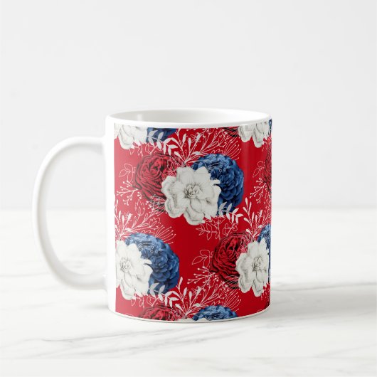 Mug Roses bleues rouges (Gauche)