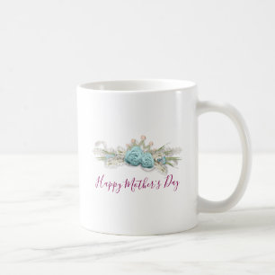 Mug Roses bleus et bouquet floral de la Couronne Fête
