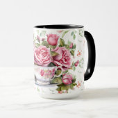 Mug roses chic en aquarelle (Devant droit)
