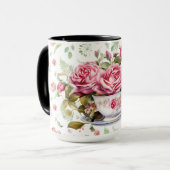 Mug roses chic en aquarelle (Devant gauche)