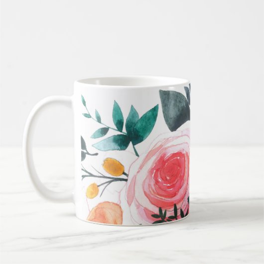 Mug Roses coralliennes et roses (Gauche)