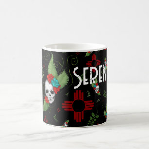 Mug Roses crâne Zia Sun Green Black Nouveau-Mexique