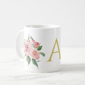 Mug Roses d'aquarelle rose personnalisée (Devant gauche)