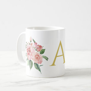 Mug Roses d'aquarelle rose personnalisée