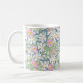 Mug Roses de chien rose et blanc sur le bleu profond (Gauche)
